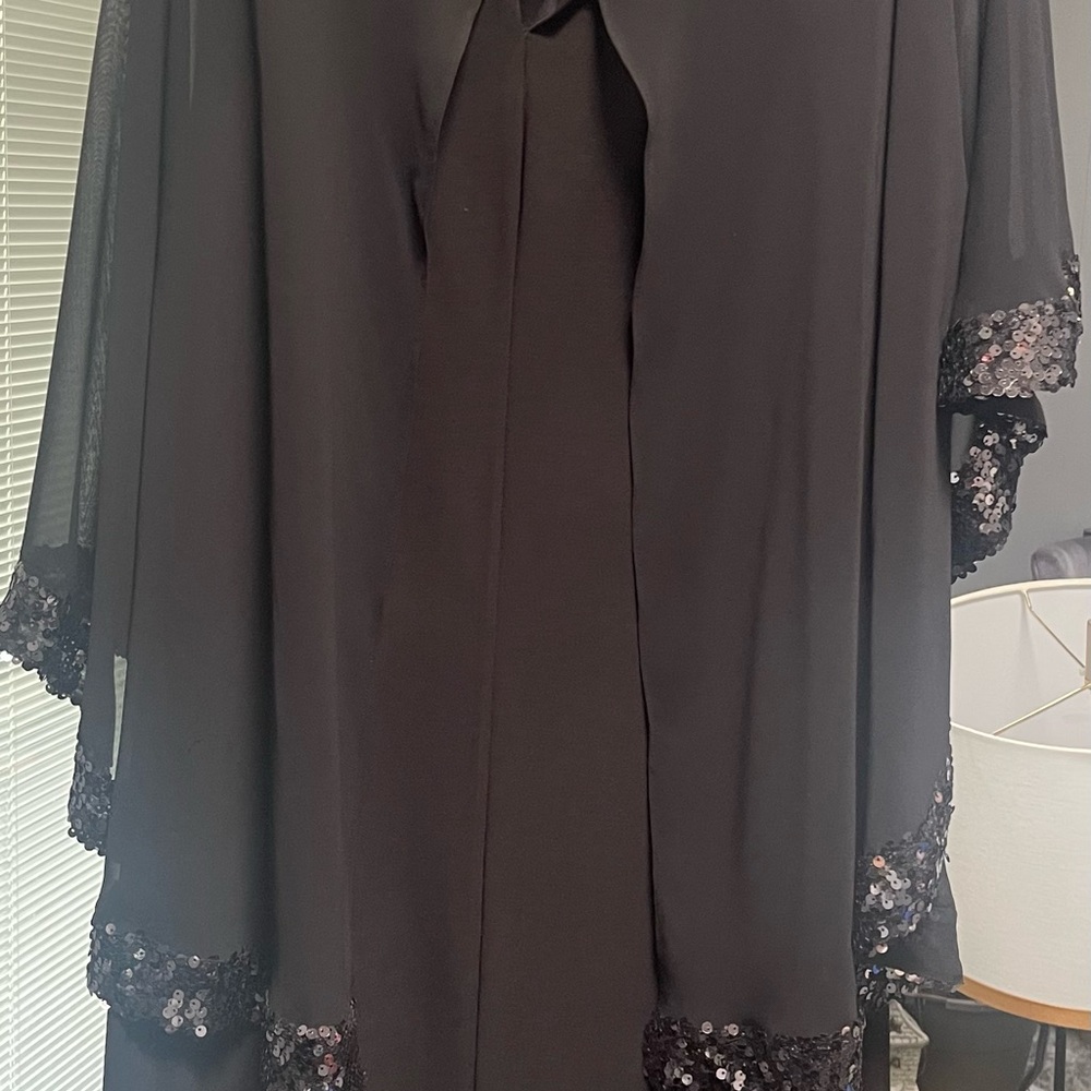 Black Sequin Trim Evening Dress - Picture 2 of 2
